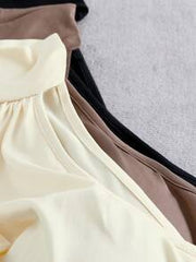 Franclia Women's Elegant Halter Neck Ruched Crop Tank Top Bra Free Comfortable Fabric Summer,Night Out,All Shades Of Brown Casual Blouses Festival Y2k Top