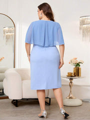 Clasi Elegantna haljina za žene plus size, asimetrična
