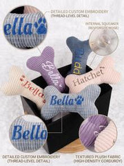 1pc 8" X 4.5" Customizable Embroidered Plush And Corduroy Personalized Pet Toy