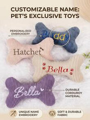 1pc 8" X 4.5" Customizable Embroidered Plush And Corduroy Personalized Pet Toy