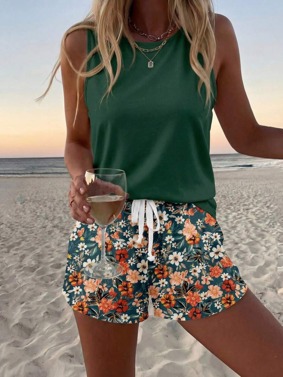 Ženski Casual Boho Majica i Šorts  Set