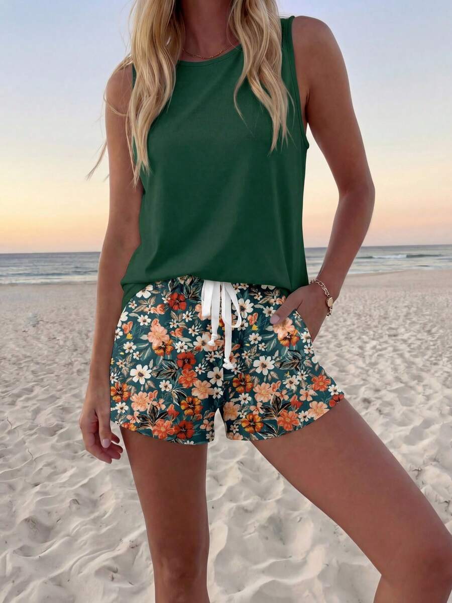 Ženski Casual Boho Majica i Šorts  Set