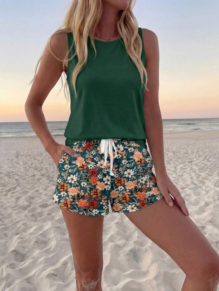 Ženski Casual Boho Majica i Šorts  Set
