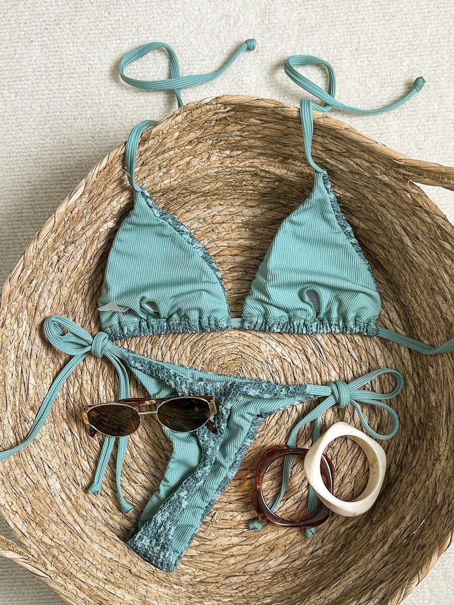 Ženski Bikini Set sa Halter Krojem i Dekoracijom od Kristala