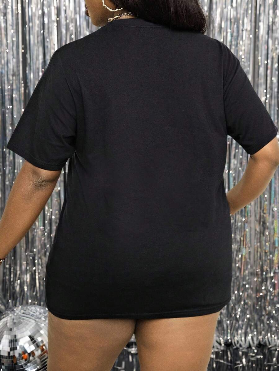 Ženska majica plus size sa sloganom i štrasom, kratkih rukava, Hot Diamond majica
