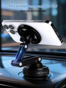 360° Adjustable Car Phone Holder With Suction Cup And Magnetic Base, Compatible With IPhone MagSafe And Android Phones, Foldable Dashboard/Windshield Mount For Car, Truck, Desk, Bathroom, Shock-Proof Universal Smartphone Stand