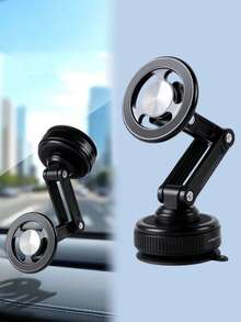 360° Adjustable Car Phone Holder With Suction Cup And Magnetic Base, Compatible With IPhone MagSafe And Android Phones, Foldable Dashboard/Windshield Mount For Car, Truck, Desk, Bathroom, Shock-Proof Universal Smartphone Stand