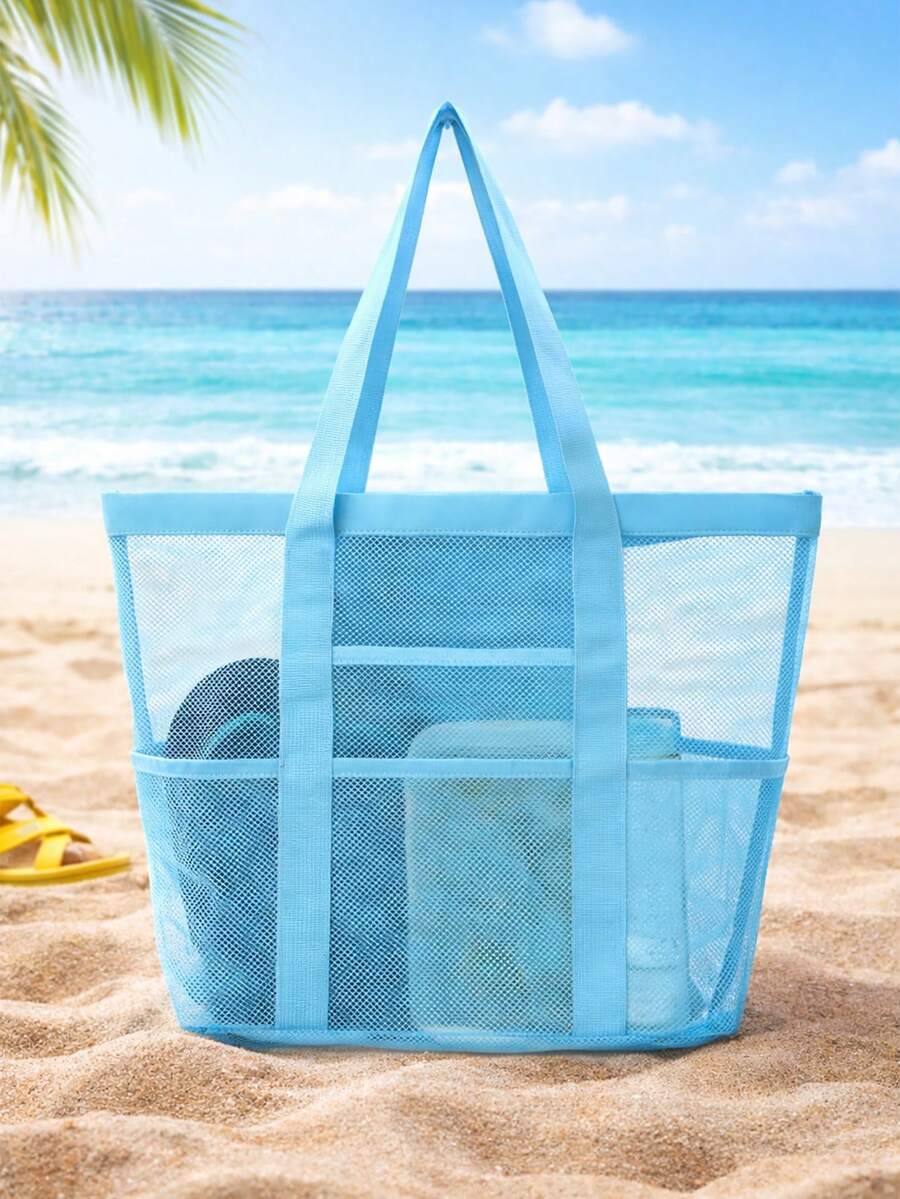 Velika providna plažna torba od poliesterske mrežice
