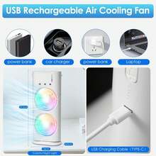 1pc Portable Dual Fan Mist Air Conditioner, 3 Wind Speeds, 3 Nozzles, With Colorful Night Light, Mist Cooling Fan