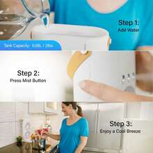 1pc Portable Dual Fan Mist Air Conditioner, 3 Wind Speeds, 3 Nozzles, With Colorful Night Light, Mist Cooling Fan