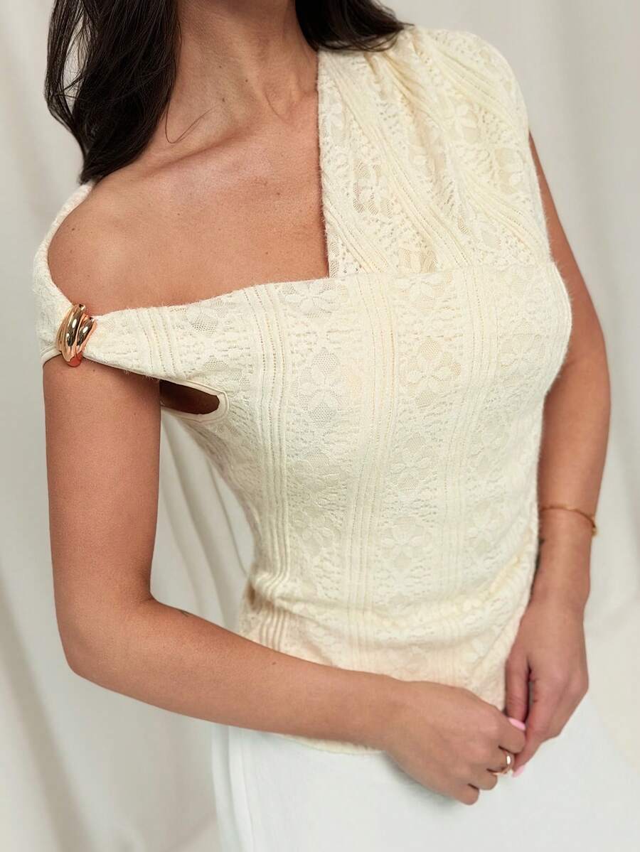 Asimetrična Uska Bela Majica, Elegantna