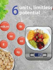 Kitchen Electronic Scale, 10kg Capacity, High-Precision Food Scale, Stainless Steel Weighing Pan, With Tare Function And Multiple Unit Conversions, Suitable For Cooking And Baking. The Scale Surface Has A Blue Protective Film, Which Must Be Removed Before Use. Battery Powered (Batteries Not Included).