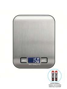 Kitchen Electronic Scale, 10kg Capacity, High-Precision Food Scale, Stainless Steel Weighing Pan, With Tare Function And Multiple Unit Conversions, Suitable For Cooking And Baking. The Scale Surface Has A Blue Protective Film, Which Must Be Removed Before Use. Battery Powered (Batteries Not Included).