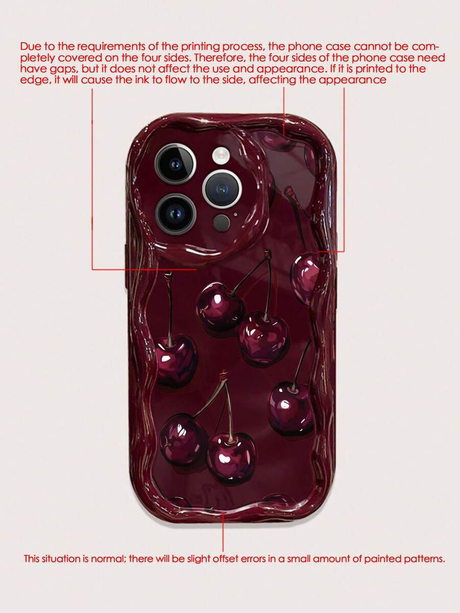 Slatka bordo futrola za telefon sa talasastim asimetričnim okvirom u stilu višnje