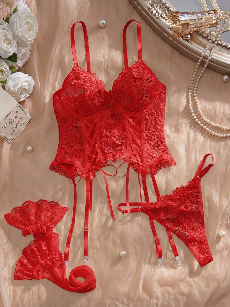 Romantični ženski seksi donji veš set od čipke, 3 komada