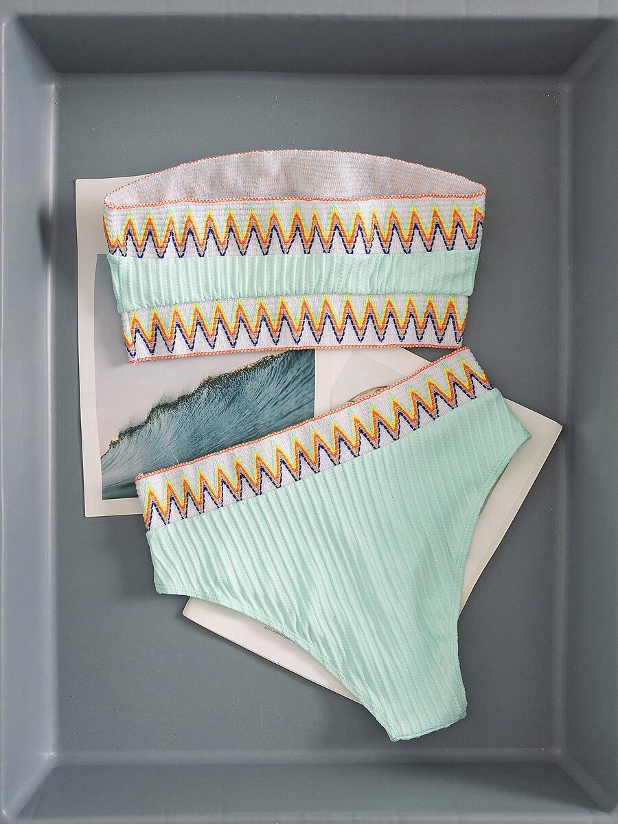 Ženski Patchwork Bandeau Bikini Set