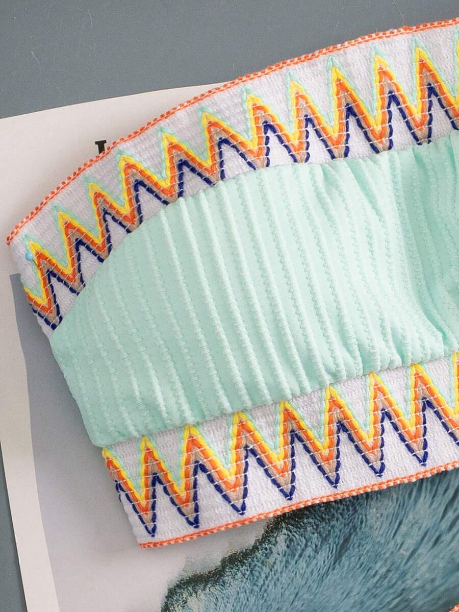 Ženski Patchwork Bandeau Bikini Set
