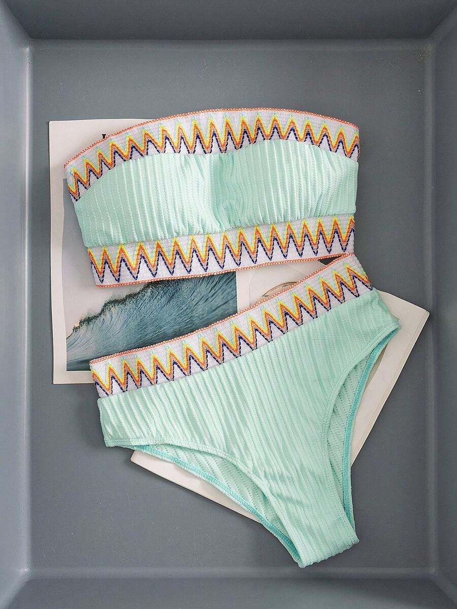 Ženski Patchwork Bandeau Bikini Set