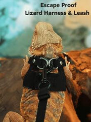 3pcs Adjustable Soft Leather Animal Harness & Leash Set, Suitable For Lizards, Squirrels, Mice And Other Reptiles, Easy On/Off Design, Soft Leather Reptile Outdoor Training Vest With Leash, Essential For Lizard Training And Walking To Prevent Escape