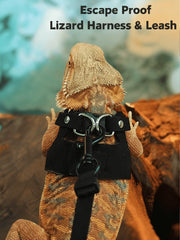 3pcs Adjustable Soft Leather Animal Harness & Leash Set, Suitable For Lizards, Squirrels, Mice And Other Reptiles, Easy On/Off Design, Soft Leather Reptile Outdoor Training Vest With Leash, Essential For Lizard Training And Walking To Prevent Escape