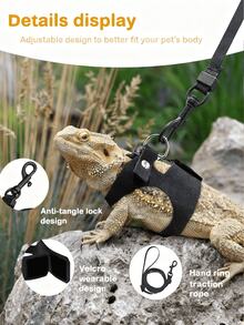 3pcs Adjustable Soft Leather Animal Harness & Leash Set, Suitable For Lizards, Squirrels, Mice And Other Reptiles, Easy On/Off Design, Soft Leather Reptile Outdoor Training Vest With Leash, Essential For Lizard Training And Walking To Prevent Escape