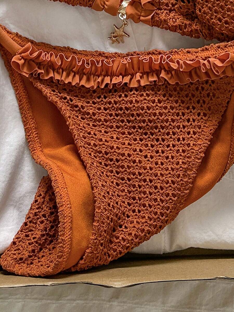 Ženski bikini set od žakard tkanine, sa halter dekolteom
