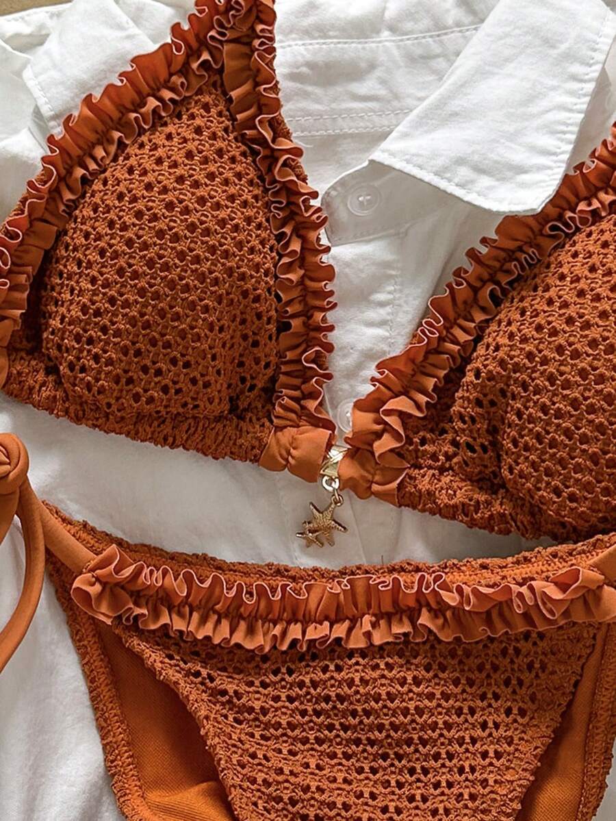 Ženski bikini set od žakard tkanine, sa halter dekolteom