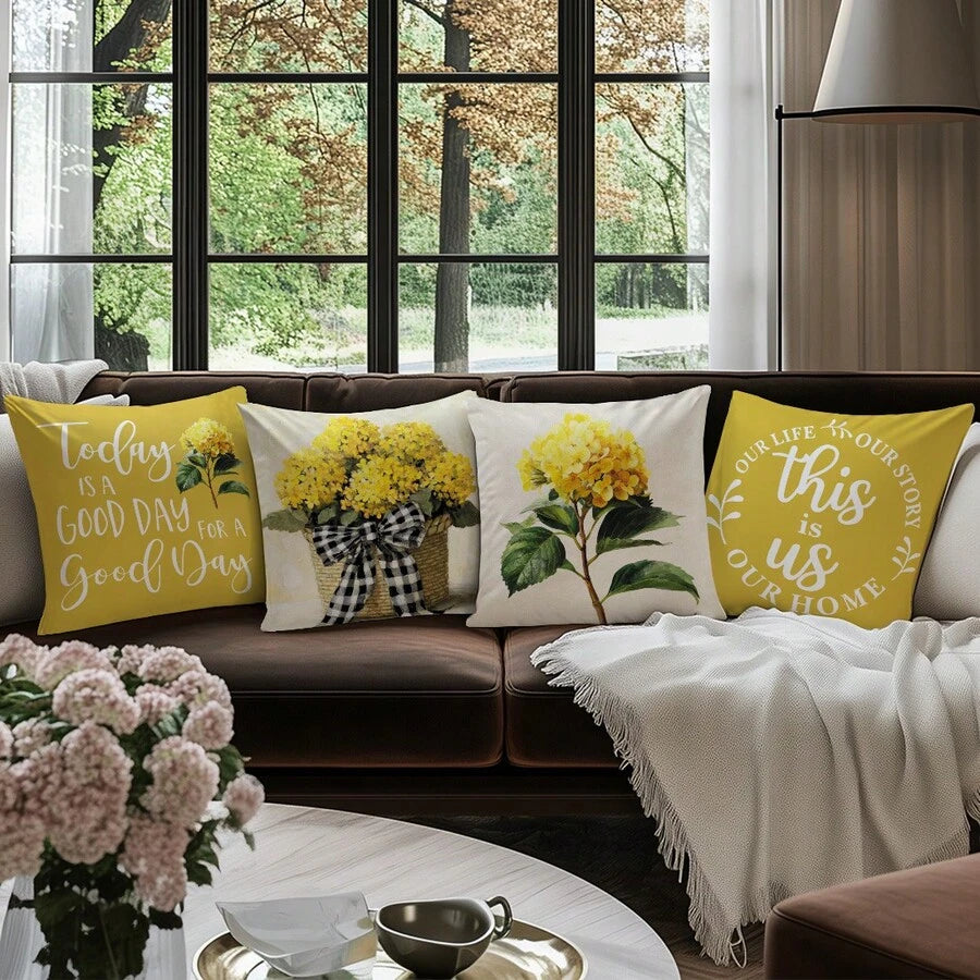 4 kom jednostavnih svakodnevnih plavih navlaka za ukrasne jastuke sa leptirima i cvećem "Sweet Home"