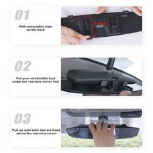 11-Inch Interior Clip-On Panoramic Rearview Mirror, Convex Wide Angle Rearview Mirror For Cars, SUVs, Trucks, Anti-Glare, Expanded Viewing Area Auxiliary Mirror