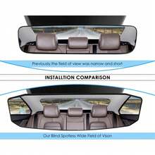 11-Inch Interior Clip-On Panoramic Rearview Mirror, Convex Wide Angle Rearview Mirror For Cars, SUVs, Trucks, Anti-Glare, Expanded Viewing Area Auxiliary Mirror