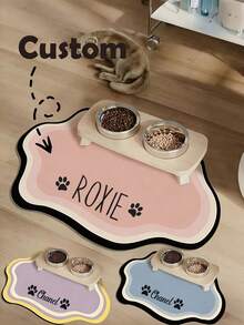 Customizable Quick-Drying Pet Food Bowl Mat