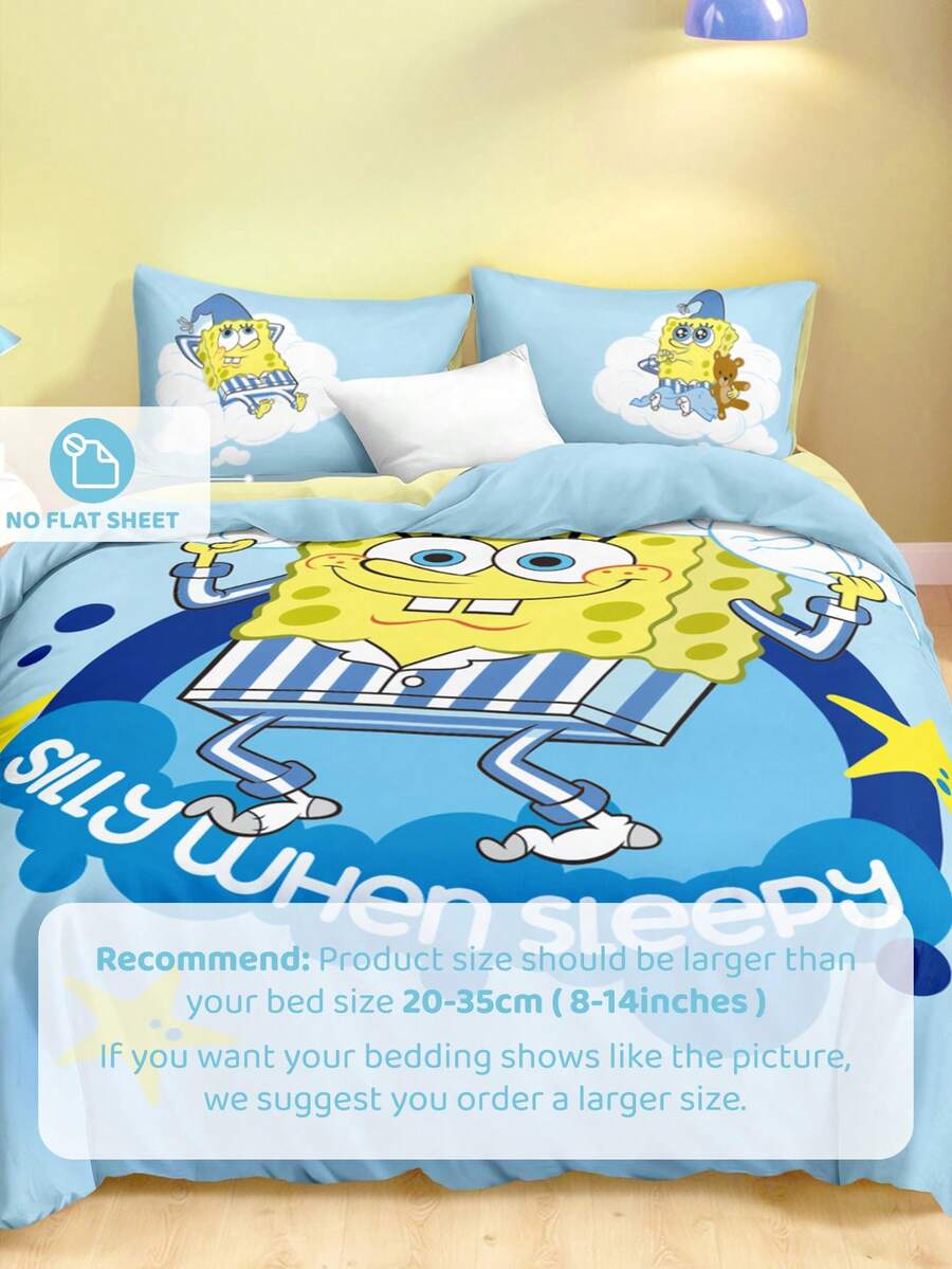 SpongeBob SquarePants Set posteljine od 3 komada, mekan i topao brušeni materijal