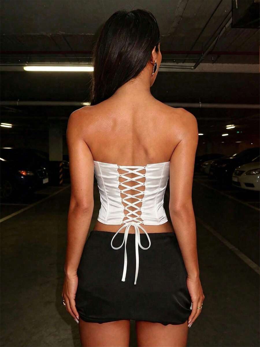 Trim Saten Pleteni Top