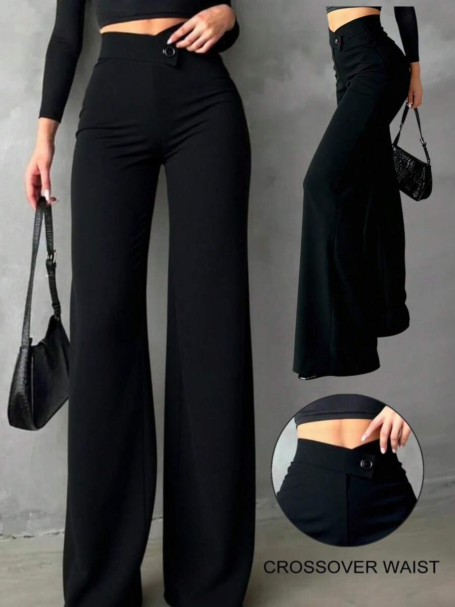 Ženske Elegantne Pantalone –  Ravni Kroj, Prirodni Struk