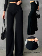 Ženske Elegantne Pantalone –  Ravni Kroj, Prirodni Struk