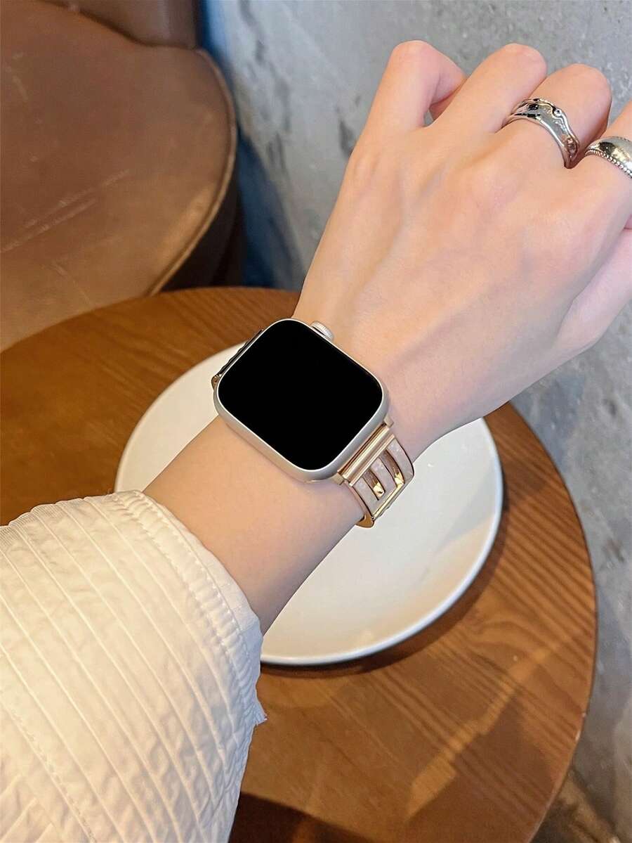 Ženska narukvica za sat od nerđajućeg čelika i kože, kompatibilna sa Apple Watch 42mm, 38mm, 40mm, 41mm, 44mm, 45mm, 46mm, 49mm