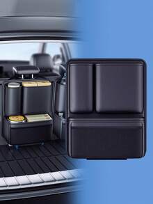 Car Trunk Organizer Hanging Bag - Multi-Compartment Backseat Pocket, Suitable For SUV, Hatchback And Sedan, Waterproof And Durable Trunk Storage Box With Adjustable Buckles And Strong Hook And Loop, Backseat Storage Pouch (Black)