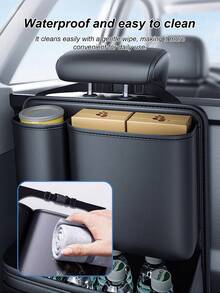 Car Trunk Organizer Hanging Bag - Multi-Compartment Backseat Pocket, Suitable For SUV, Hatchback And Sedan, Waterproof And Durable Trunk Storage Box With Adjustable Buckles And Strong Hook And Loop, Backseat Storage Pouch (Black)