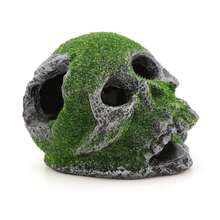 1pc Resin Flocked Skull Aquarium Decor - Fish Tank Supplies & Reptile Cave Ornament For Bearded Dragon, Snake, Spider, Scorpion, Gecko - Aquarium Decor, Fish Supplies, Reptile Stuff, Bearded Dragon Supplies, Snake Enrichment - Ideal For Fish Tank Stuff, Reptile Terrarium, Gecko Supplies
