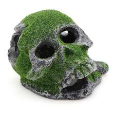 1pc Resin Flocked Skull Aquarium Decor - Fish Tank Supplies & Reptile Cave Ornament For Bearded Dragon, Snake, Spider, Scorpion, Gecko - Aquarium Decor, Fish Supplies, Reptile Stuff, Bearded Dragon Supplies, Snake Enrichment - Ideal For Fish Tank Stuff, Reptile Terrarium, Gecko Supplies