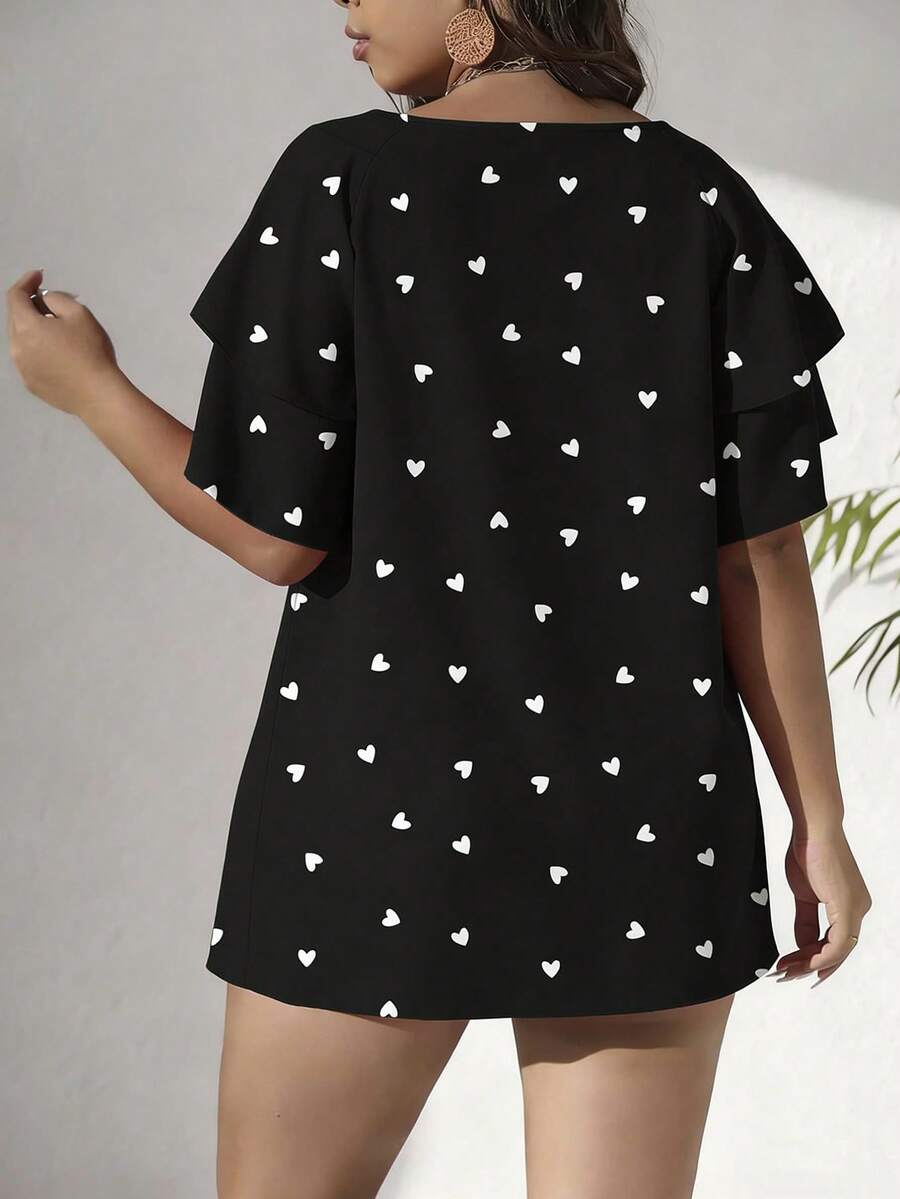Ženska ležerna majica za plus size veličine sa printom srca