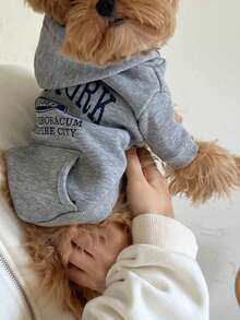 1pc Dog Printed Hoodie Sweatshirt, Warm & Comfortable Pet Clothing, Soft Winter Jacket Suitable For Small/Medium Dogs, Cute For Puppies & Cats