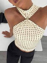 Siren Gaze Women's Sleeveless Stand Collar Top With Metal Decor, Commuting & Vacation Casual Blouse,Summer Top