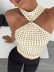 Siren Gaze Women's Sleeveless Stand Collar Top With Metal Decor, Commuting & Vacation Casual Blouse,Summer Top