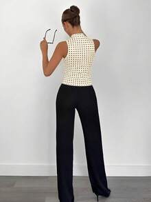 Siren Gaze Women's Sleeveless Stand Collar Top With Metal Decor, Commuting & Vacation Casual Blouse,Summer Top