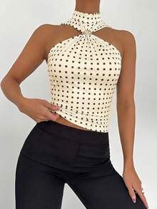 Siren Gaze Women's Sleeveless Stand Collar Top With Metal Decor, Commuting & Vacation Casual Blouse,Summer Top