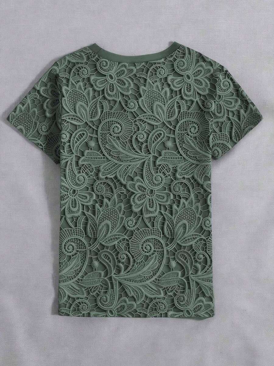 Ženska majica sa čipkastim printom – Udoban Casual Stil