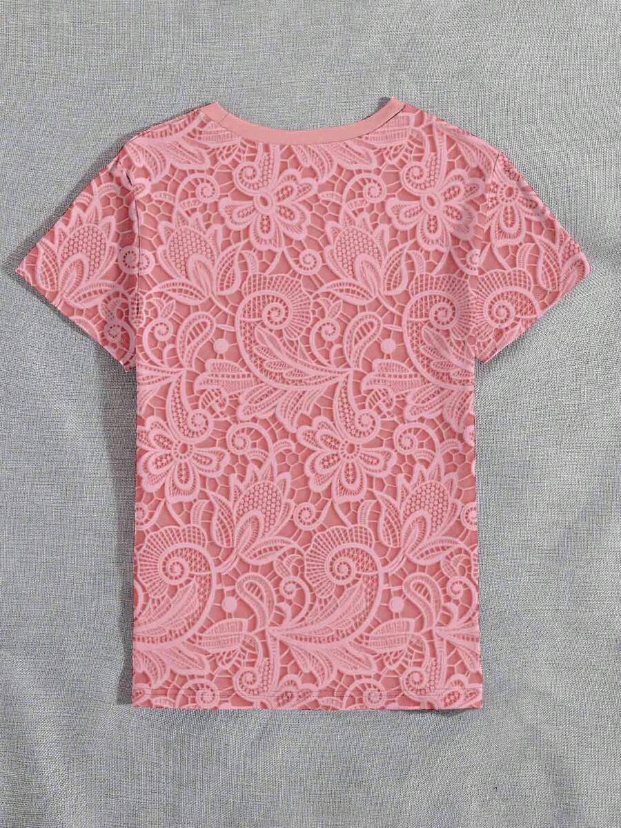 Ženska majica sa čipkastim printom – Udoban Casual Stil