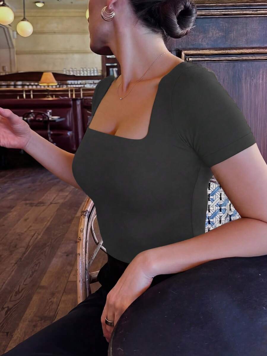 Casual Elegant Majica Kratkih Rukava sa Okruglim Izrezom