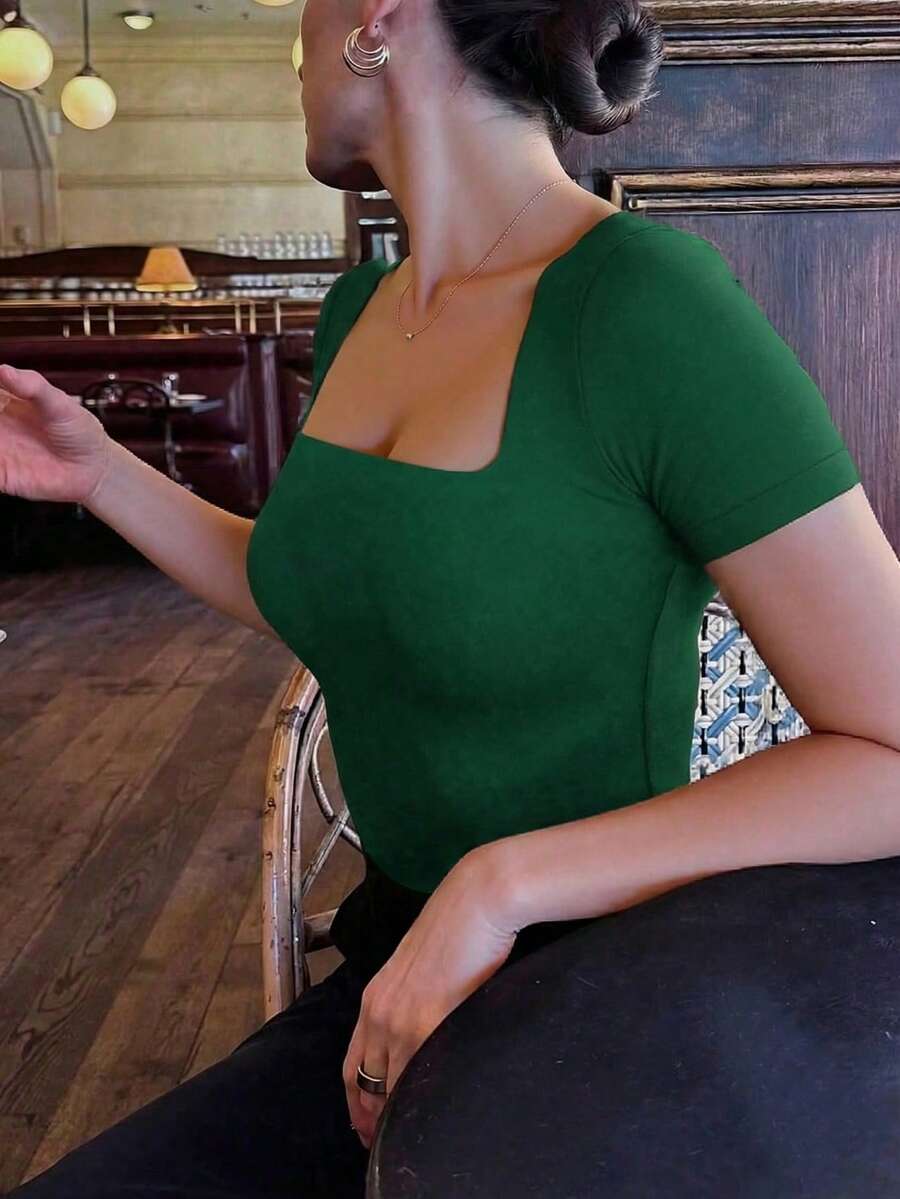 Casual Elegant Majica Kratkih Rukava sa Okruglim Izrezom